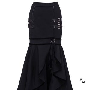 Black Ruffle Drop Waist Skirt